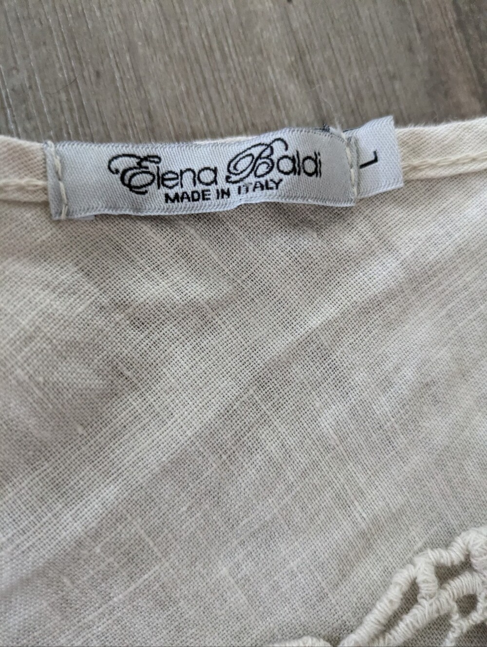 Elena Baldi 100% Linen Beige‎ fringe tank * - Picture 2 of 7